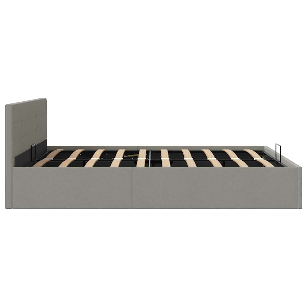 hydraulisk opbevaringsseng 160 x 200 cm stof lysegrå