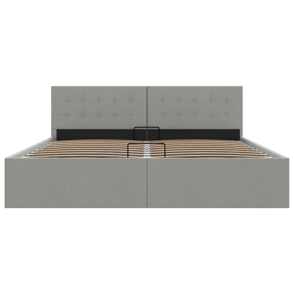 hydraulisk opbevaringsseng 180 x 200 cm stof lysegrå