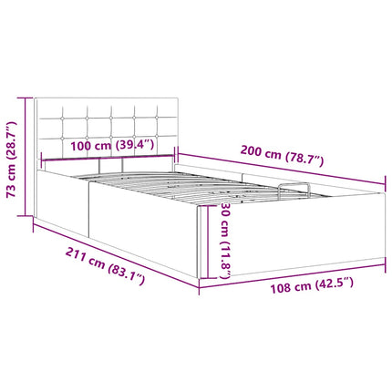 hydraulisk opbevaringsseng 100 x 200 cm stof gråbrun