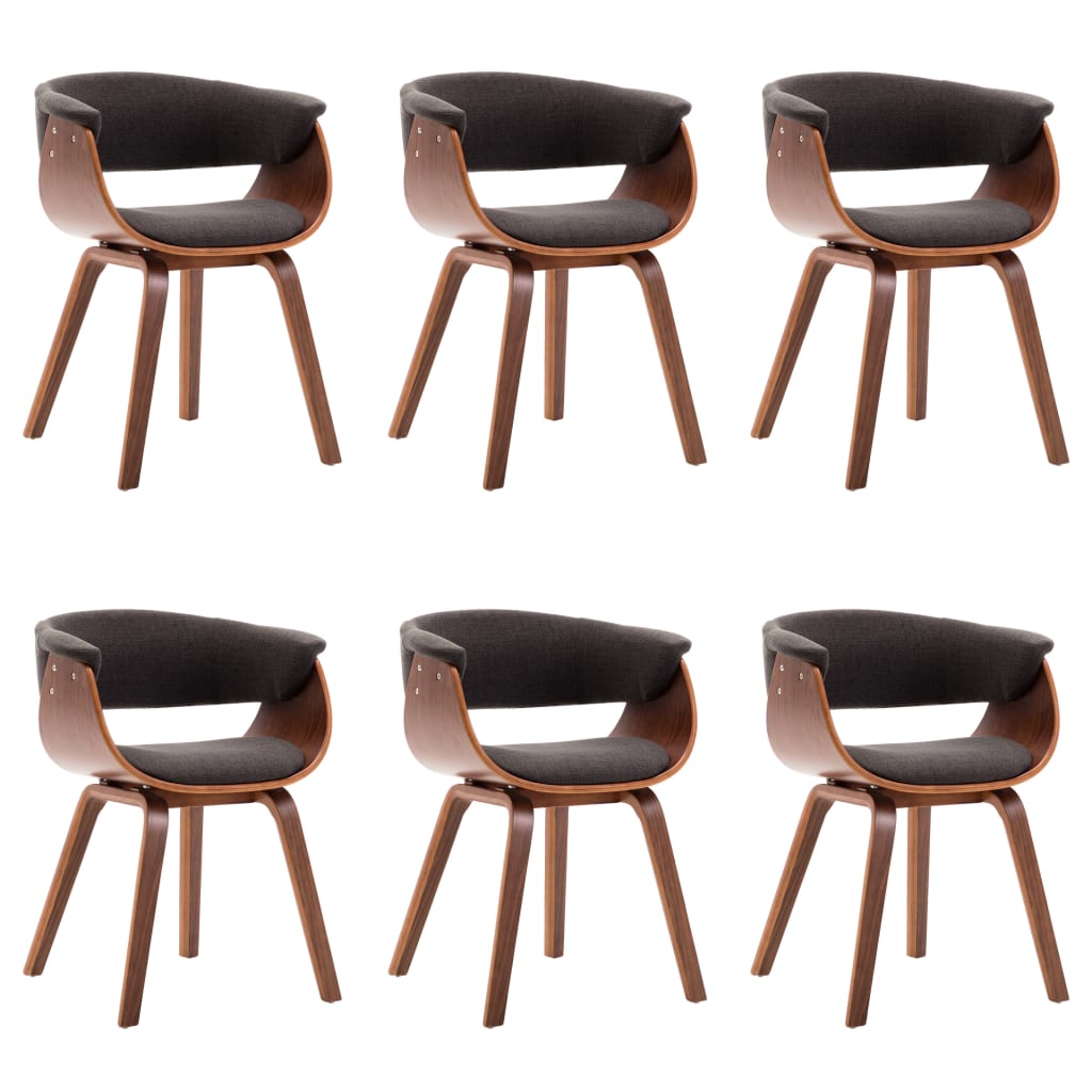 spisebordsstole 6 stk. bøjet træ og stof mørkegrå
