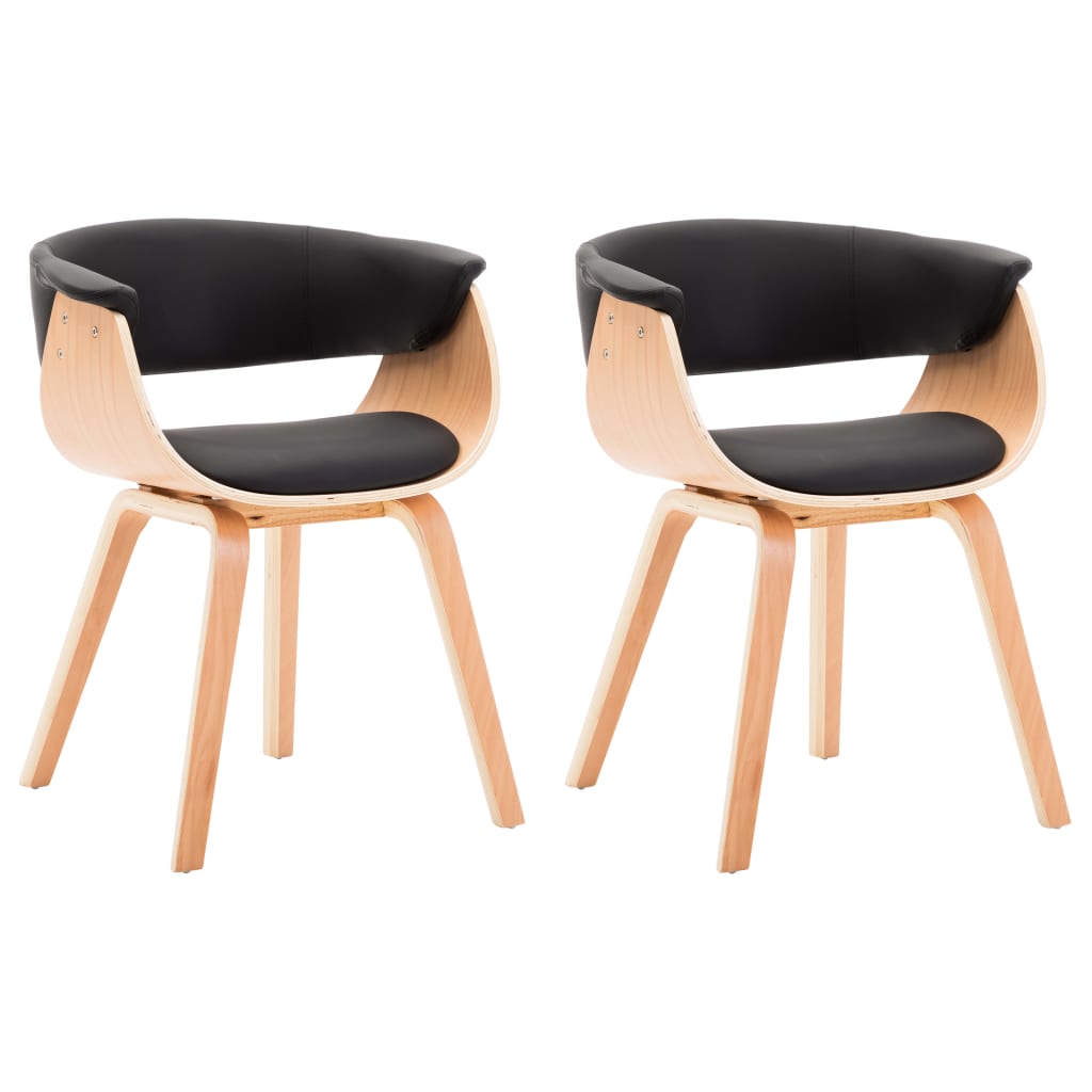 spisebordsstole 2 stk. bøjet træ og kunstlæder sort