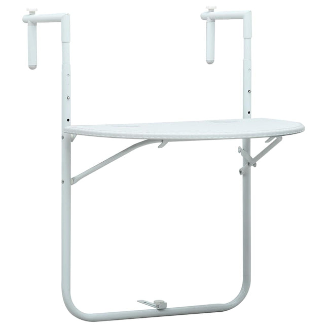 hængende altanbord 60 x 64 x 83,5 cm plastik rattanlook hvid