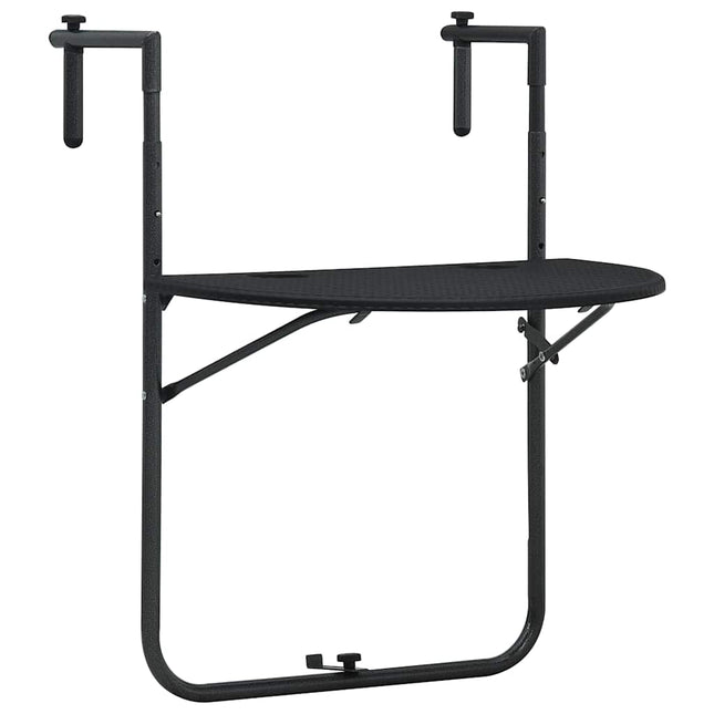 hængende altanbord 60 x 64 x 83,5 cm plastik rattanlook sort