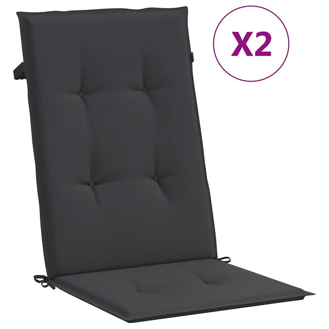 stolehynder m. høj ryg 2 stk. 120x50x3 cm stof sort