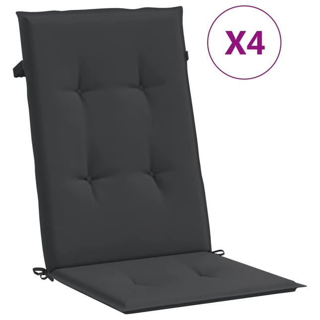 stolehynder m. høj ryg 4 stk. 120x50x3 cm stof sort