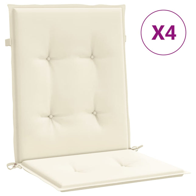 stolehynde m. lav ryg 4 stk. 100x50x2 cm oxfordstof cremefarvet