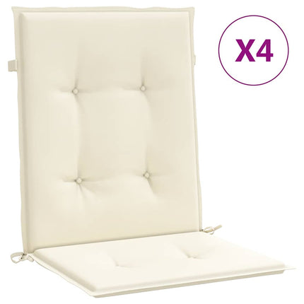 stolehynde m. lav ryg 4 stk. 100x50x2 cm oxfordstof cremefarvet