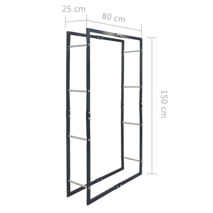 brændestativ 80x25x150 cm stål sort