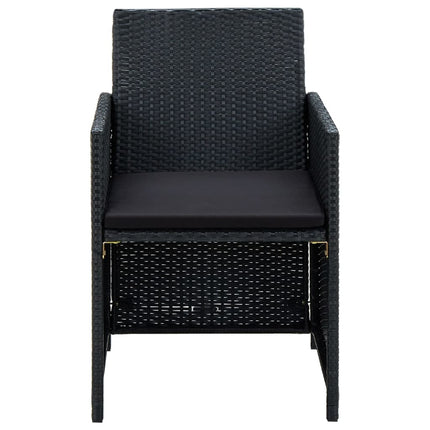 haveloungesæt 4 dele med hynder polyrattan sort
