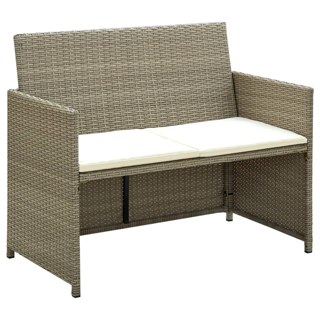 2-personers havesofa med hynder polyrattan beige