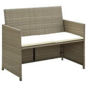 2-personers havesofa med hynder polyrattan beige