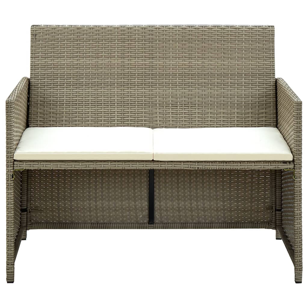 2-personers havesofa med hynder polyrattan beige