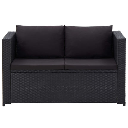 haveloungesæt 3 dele med hynder polyrattan sort
