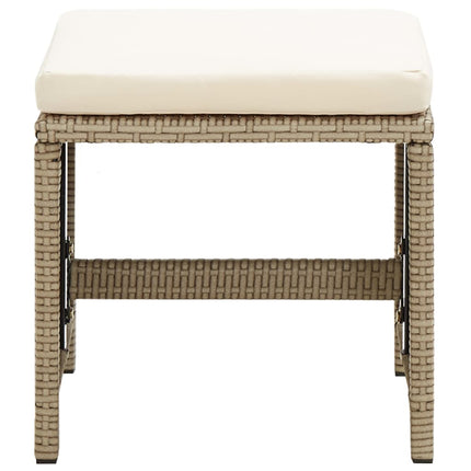 havetaburetter 2 stk. med hynder polyrattan beige