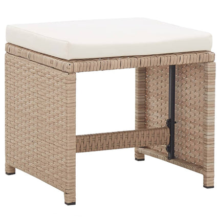 udendørs spisebordssæt 17 dele med hynder polyrattan beige