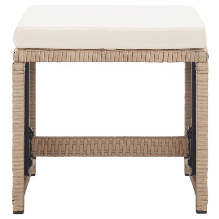 udendørs spisebordssæt 17 dele med hynder polyrattan beige
