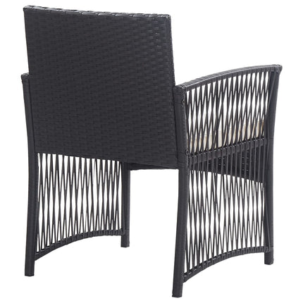 haveloungesæt 4 dele med hynde polyrattan sort