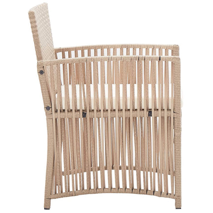 haveloungesæt 4 dele med hynde polyrattan beige