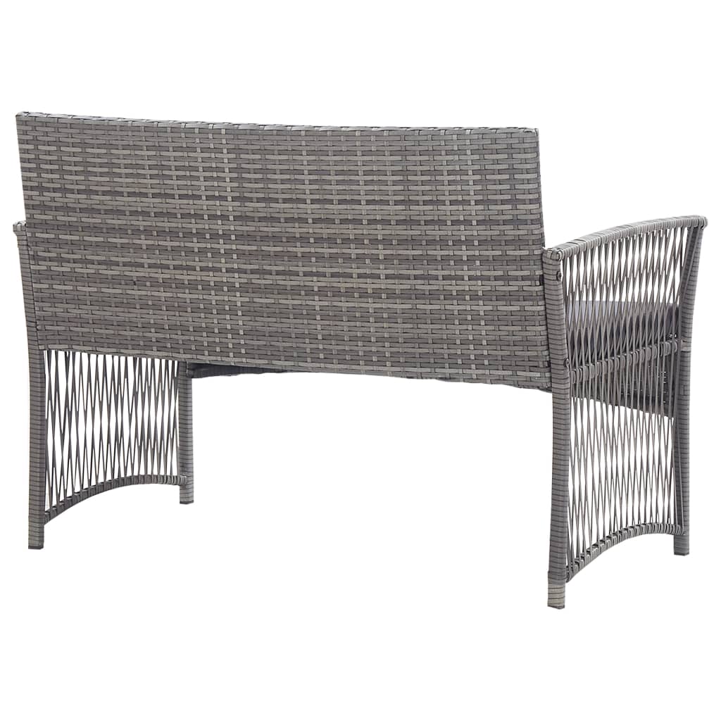 haveloungesæt 4 dele med hynde polyrattan antracitgrå