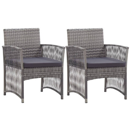 havestole med hynder 2 stk. polyrattan antracitgrå