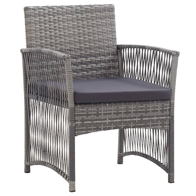 havestole med hynder 2 stk. polyrattan antracitgrå
