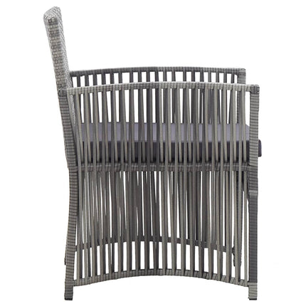 havestole med hynder 2 stk. polyrattan antracitgrå