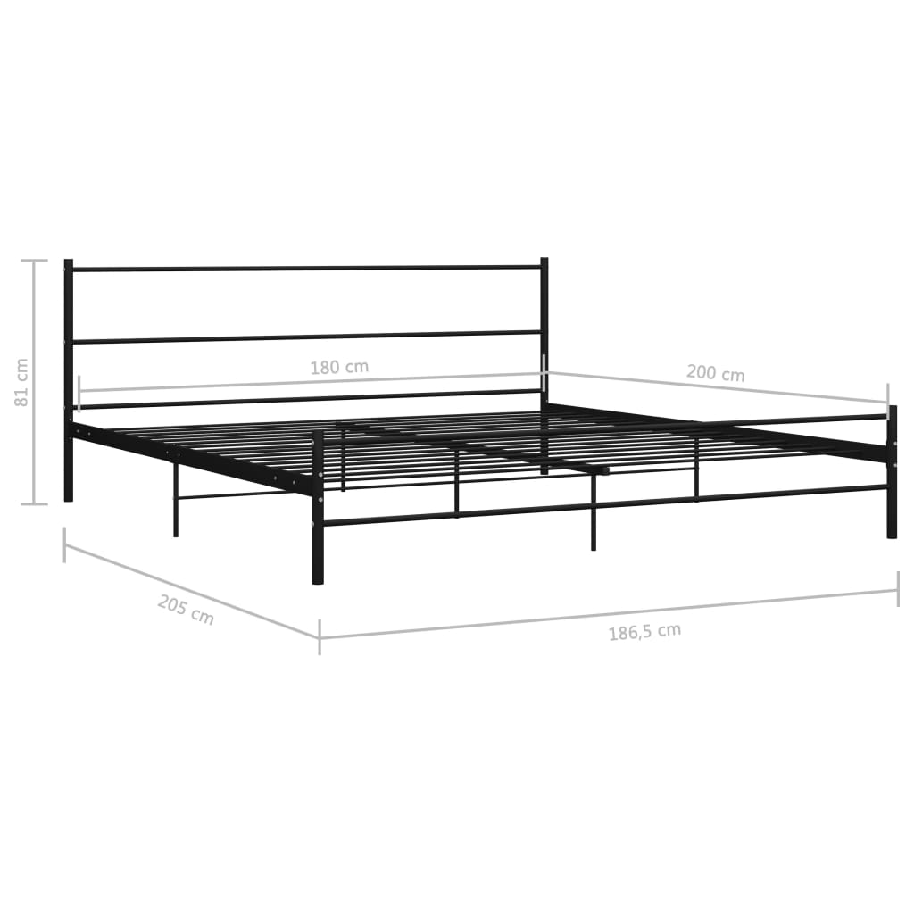 sengestel 180 x 200 cm metal sort