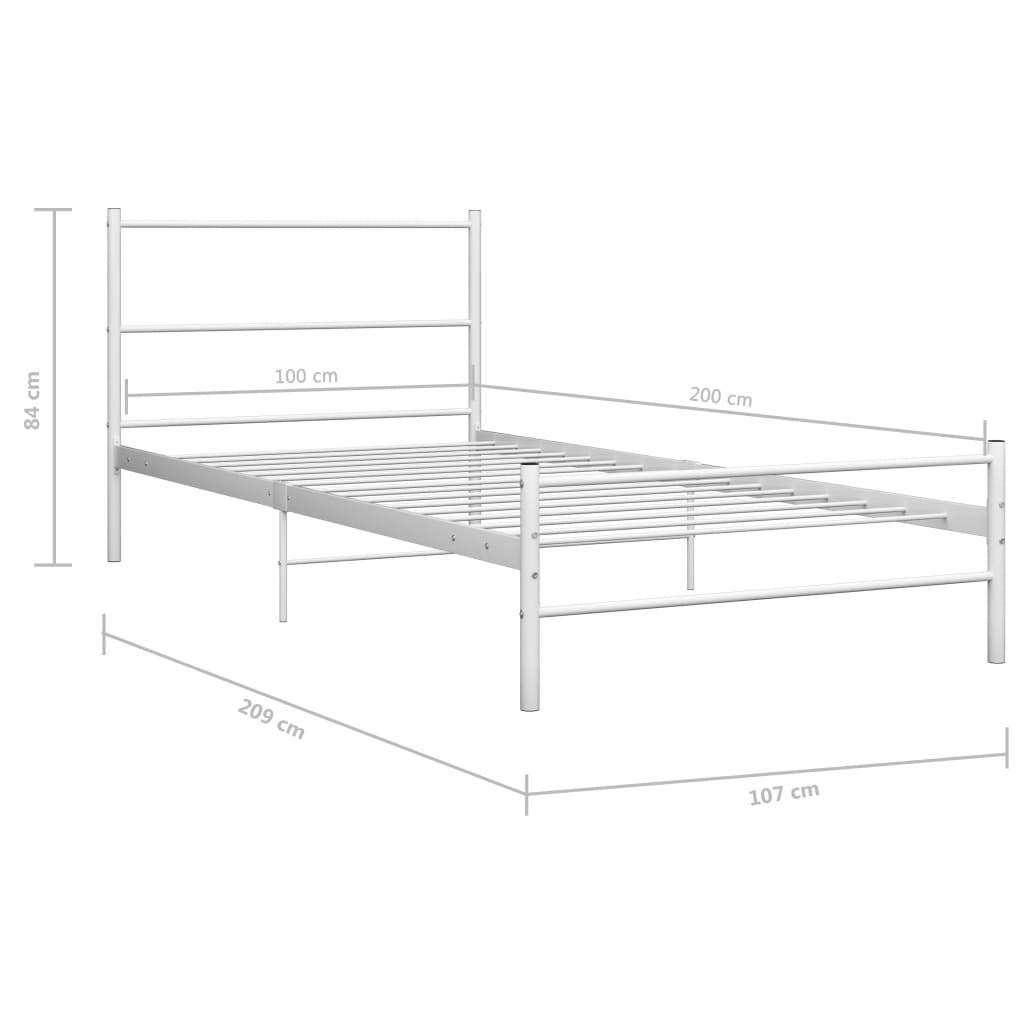 sengestel 100 x 200 cm metal hvid
