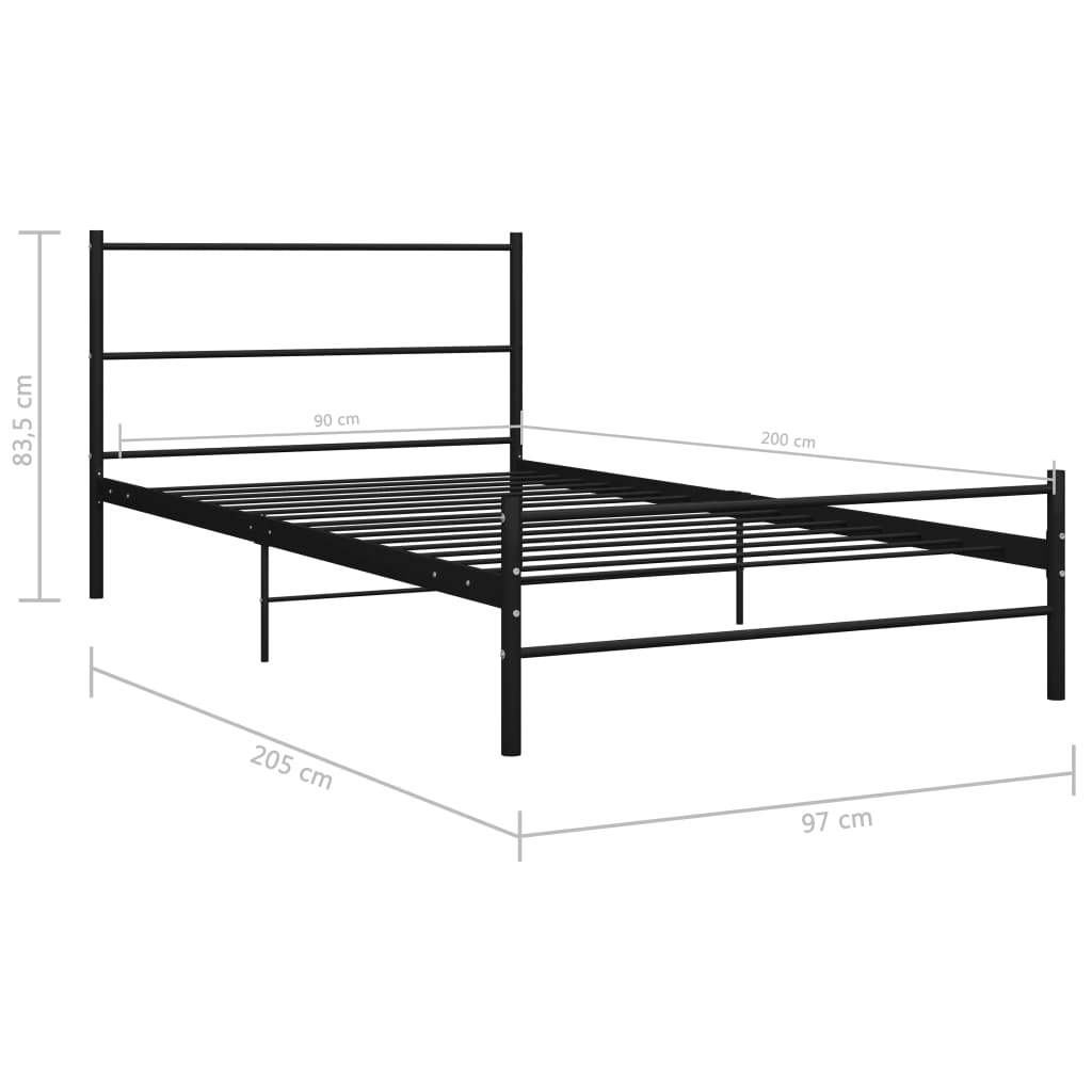 sengestel 90 x 200 cm metal sort
