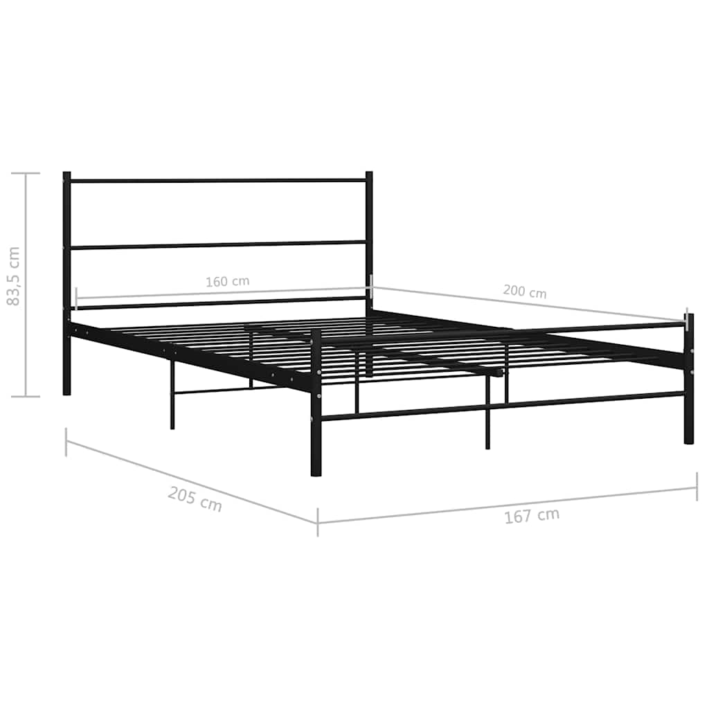sengestel 160 x 200 cm metal sort