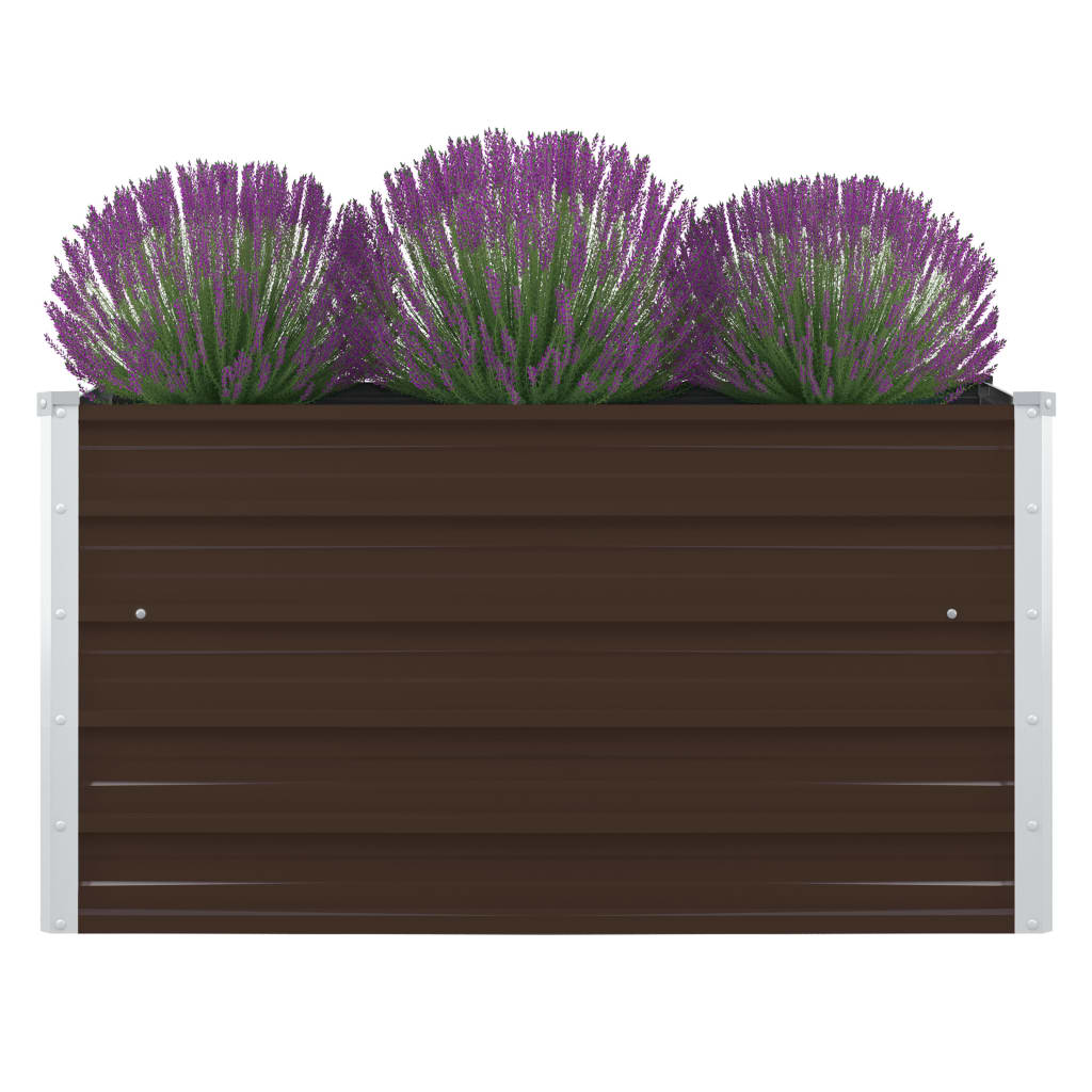 Forhøjet Plantekasse 100 X 100 X 45 Cm Galvaniseret Stål Brun - Vidaxl
