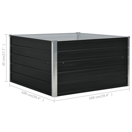 forhøjet blomsterbed 100 x 100 x 45 cm galvaniseret stål grå