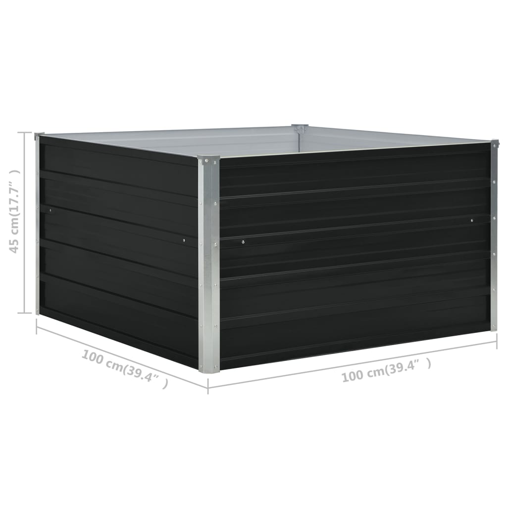 forhøjet blomsterbed 100 x 100 x 45 cm galvaniseret stål grå