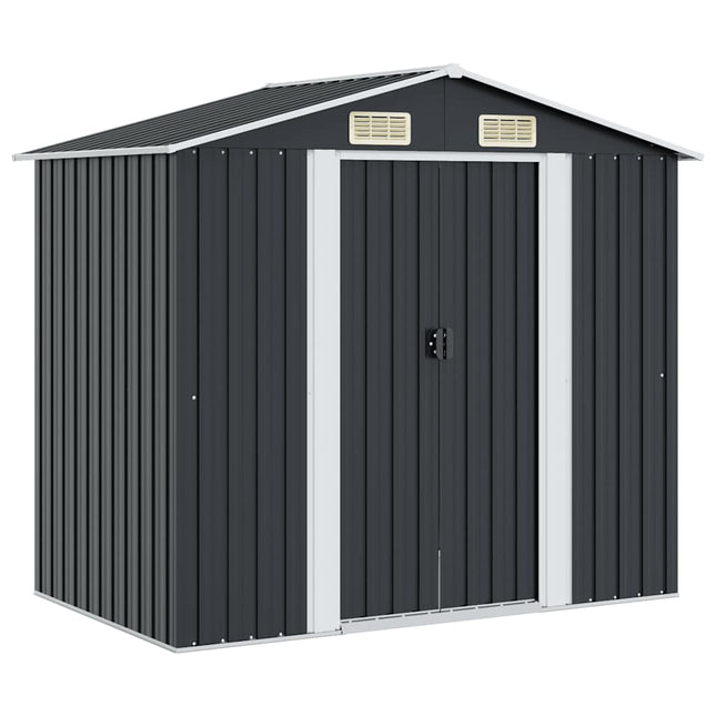 opbevaringsskur til haven 204x132x186 cm stål antracitgrå