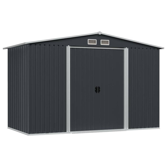 opbevaringsskur til haven 257x205x178 cm stål antracitgrå