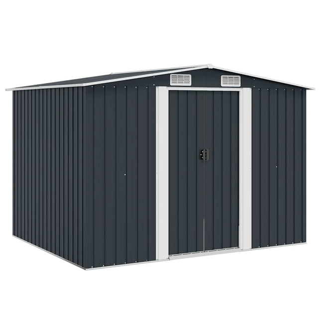 opbevaringsskur til haven 257x205x178 cm stål antracitgrå