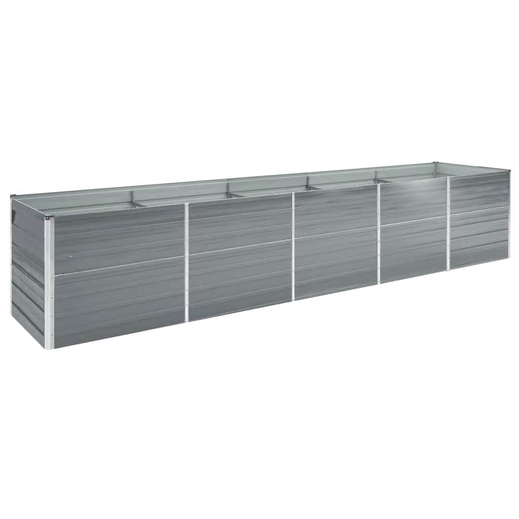 forhøjet plantekasse 400x80x45 cm galvaniseret stål grå
