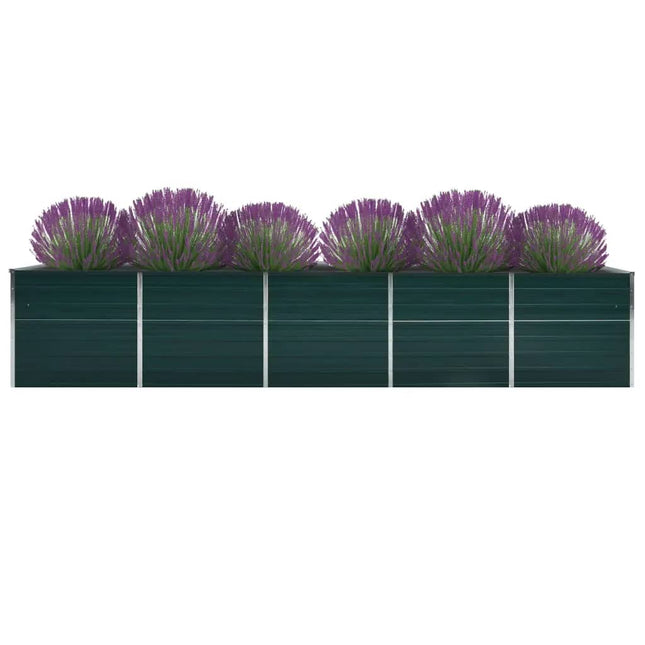 forhøjet plantekasse 400x80x45 cm galvaniseret stål grøn