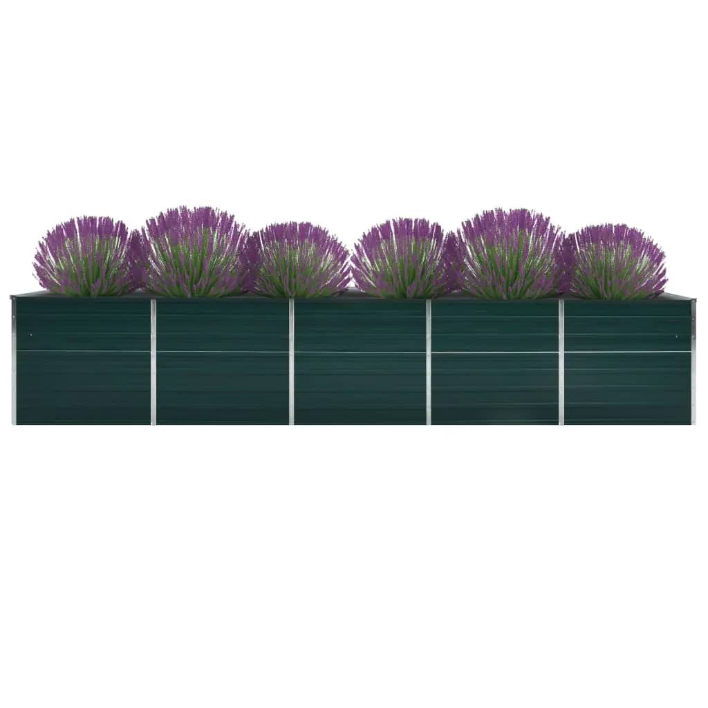 forhøjet plantekasse 400x80x45 cm galvaniseret stål grøn