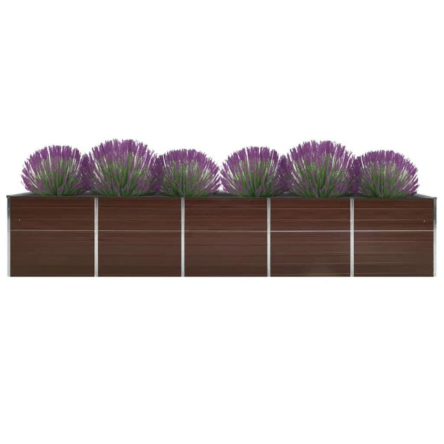 forhøjet plantekasse 400x80x45 cm galvaniseret stål brun
