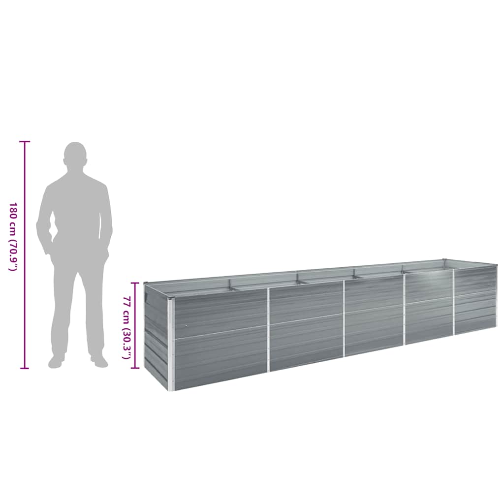 forhøjet plantekasse 400x80x77 cm galvaniseret stål grå