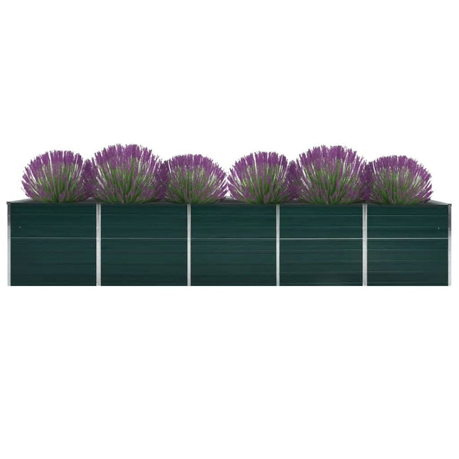 forhøjet plantekasse 400x80x77 cm galvaniseret stål grøn