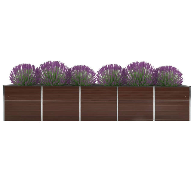 forhøjet plantekasse 400x80x77 cm galvaniseret stål brun