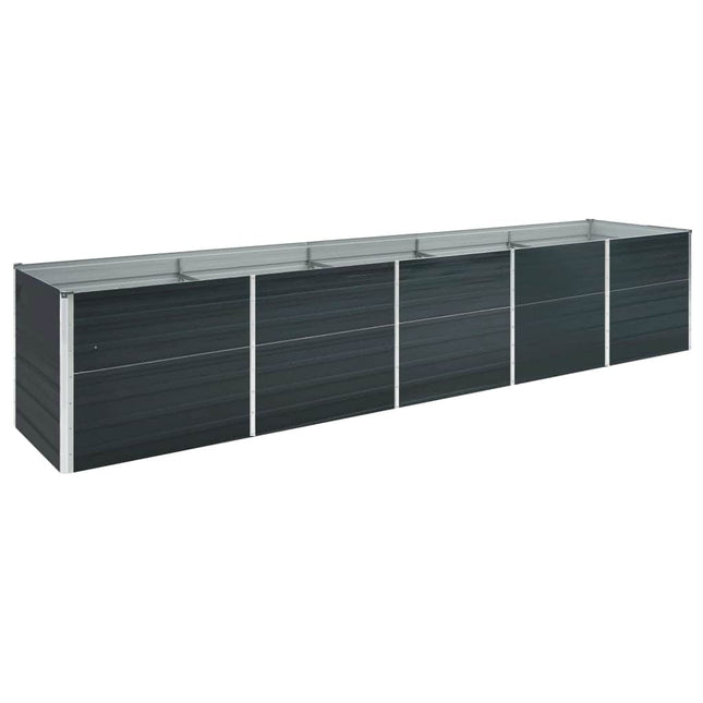 forhøjet plantekasse 400x80x77 cm galvaniseret stål antracitgrå