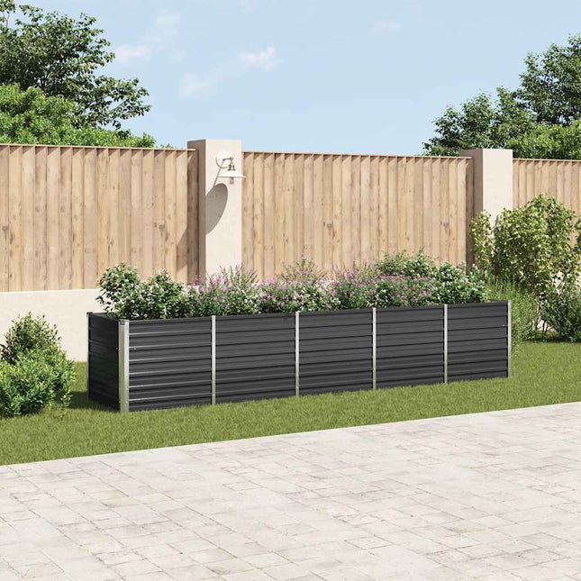 forhøjet plantekasse 400x80x77 cm galvaniseret stål antracitgrå