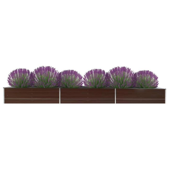 forhøjet plantekasse 480x80x45 cm galvaniseret stål brun