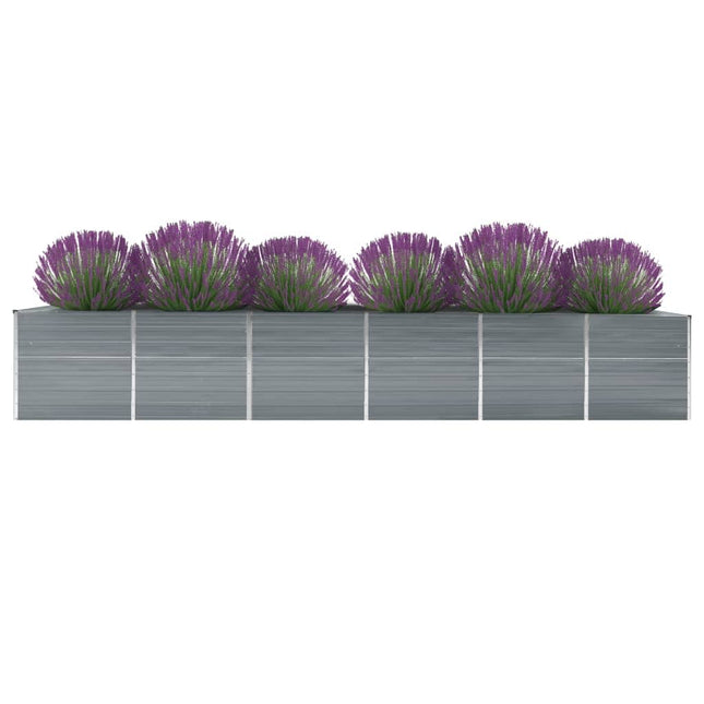 forhøjet plantekasse 480x80x77 cm galvaniseret stål grå