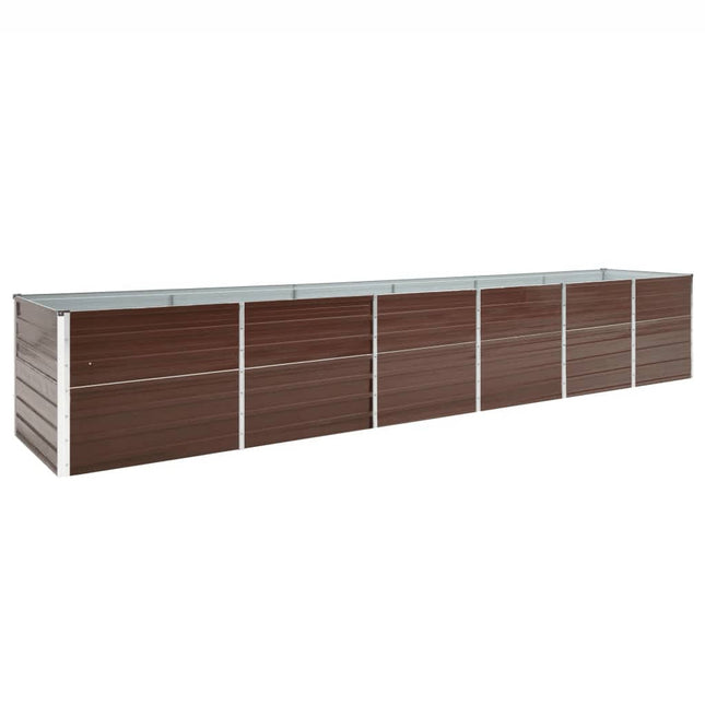 forhøjet plantekasse 480x80x77 cm galvaniseret stål brun
