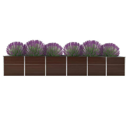 forhøjet plantekasse 480x80x77 cm galvaniseret stål brun