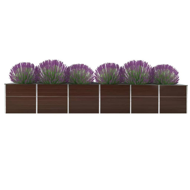 forhøjet plantekasse 480x80x77 cm galvaniseret stål brun